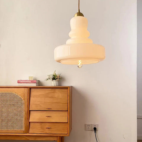 Glass Gourd Pendant Light with Tiered Shade