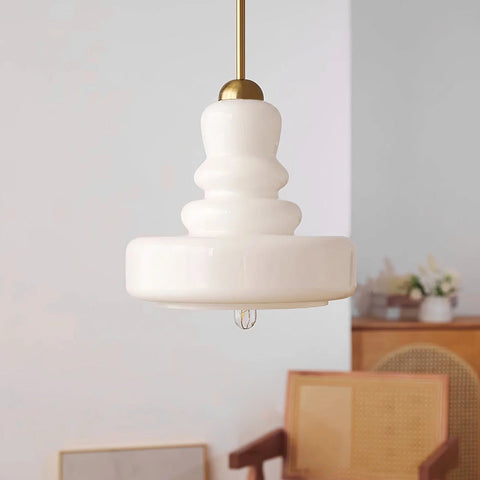 Glass Gourd Pendant Light with Tiered Shade