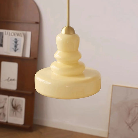 Glass Gourd Pendant Light with Tiered Shade