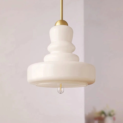 Glass Gourd Pendant Light with Tiered Shade