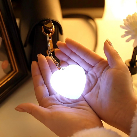 Heart-Shaped Touch Light Keychain with Clip, Chain and Automatic Shut-Off