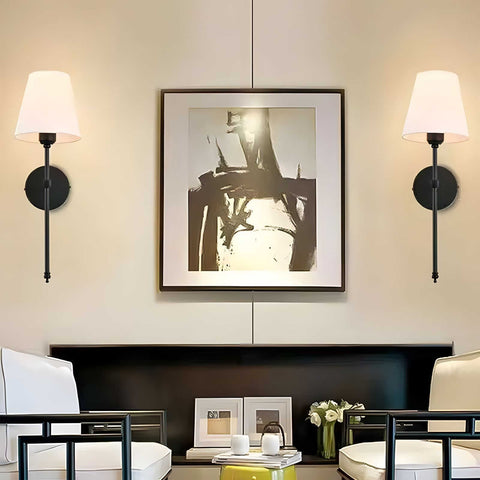 Modern Rechargeable LED Wall Lamp with Fabric Shade and Remote Control
