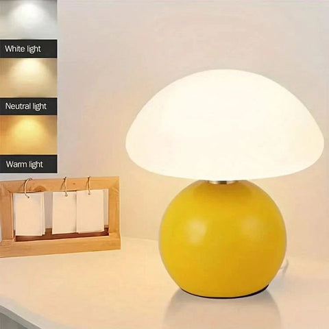 Mushroom-Shaped Ceramic LED Table Lamp with Color Modes — product view