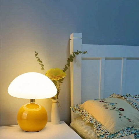 Mushroom-Shaped Ceramic LED Table Lamp with Color Modes — product view