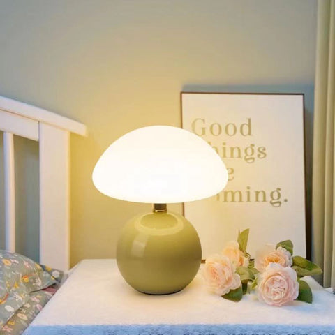 Mushroom-Shaped Ceramic LED Table Lamp with Color Modes — product view