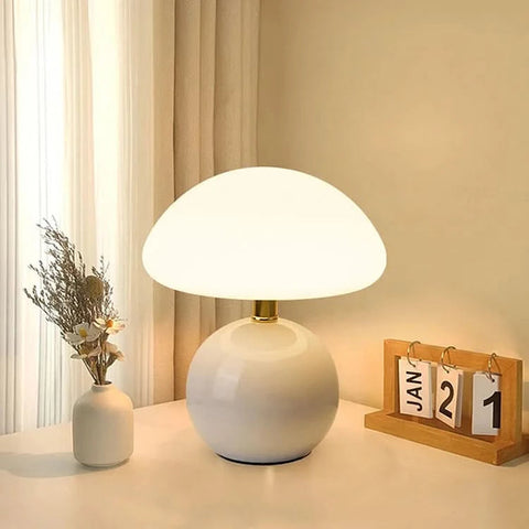 Mushroom-Shaped Ceramic LED Table Lamp with Color Modes — product view