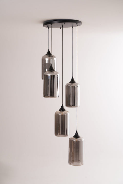 Smoked Glass Multi-Light Pendant for Dining Room and Kitchen Island