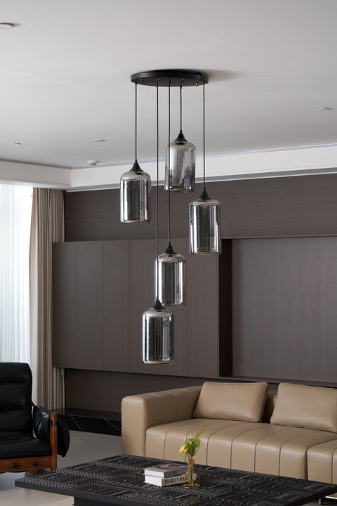 Smoked Glass Multi-Light Pendant for Dining Room and Kitchen Island