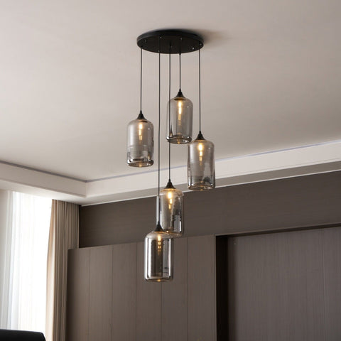 Smoked Glass Multi-Light Pendant for Dining Room and Kitchen Island
