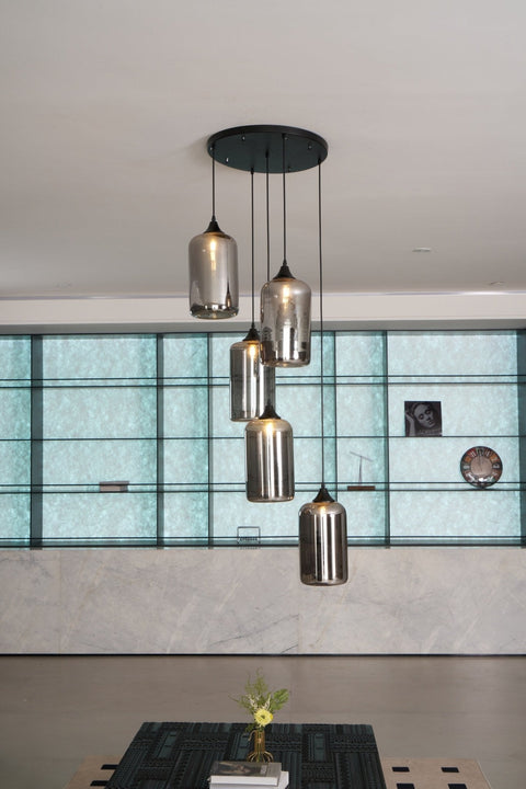 Smoked Glass Multi-Light Pendant for Dining Room and Kitchen Island
