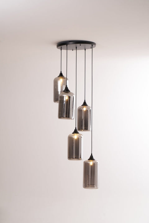 Smoked Glass Multi-Light Pendant for Dining Room and Kitchen Island