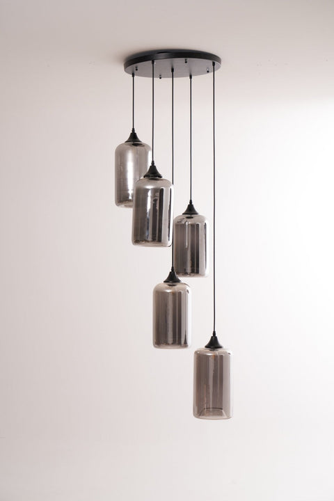 Smoked Glass Multi-Light Pendant for Dining Room and Kitchen Island