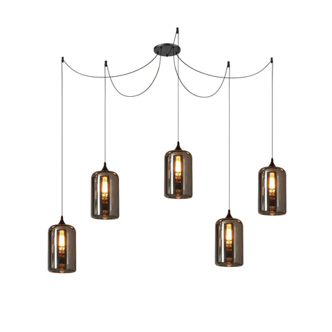 Smoked Glass Multi-Light Pendant for Dining Room and Kitchen Island