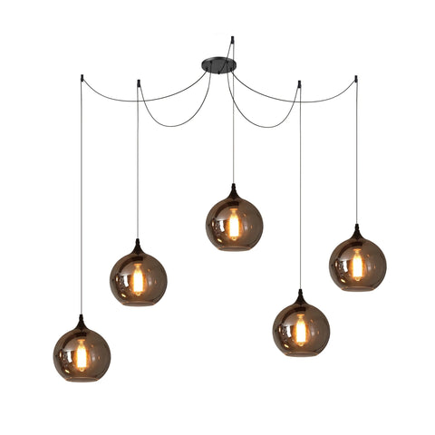 Smoked Glass Multi-Light Pendant for Dining Room and Kitchen Island