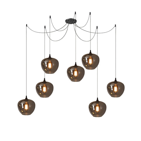 Smoked Glass Multi-Light Pendant for Dining Room and Kitchen Island