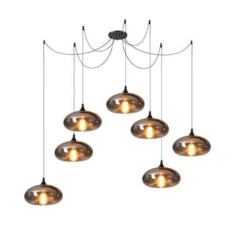 Smoked Glass Multi-Light Pendant for Dining Room and Kitchen Island