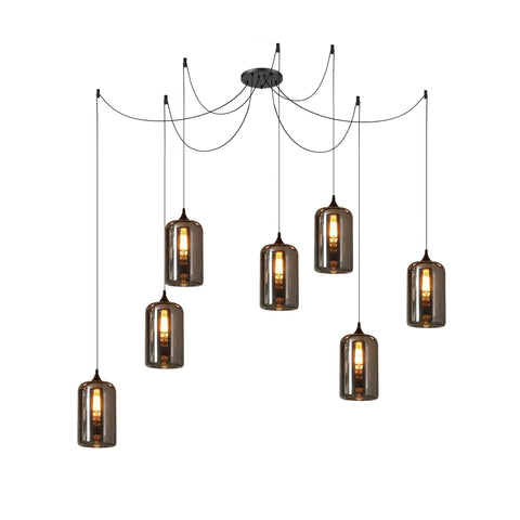 Smoked Glass Multi-Light Pendant for Dining Room and Kitchen Island
