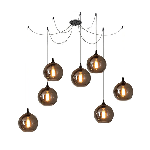 Smoked Glass Multi-Light Pendant for Dining Room and Kitchen Island