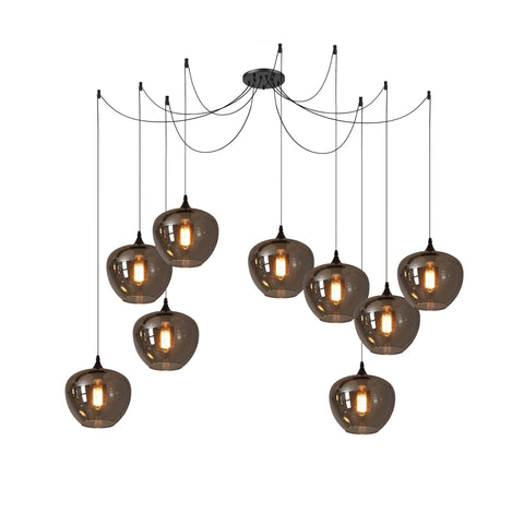 Smoked Glass Multi-Light Pendant for Dining Room and Kitchen Island
