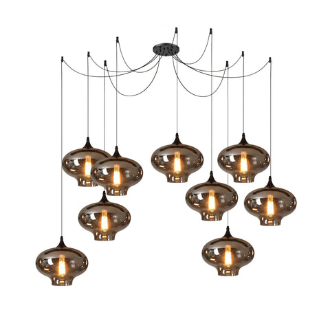 Smoked Glass Multi-Light Pendant for Dining Room and Kitchen Island