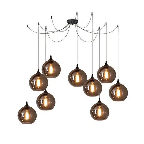 Smoked Glass Multi-Light Pendant for Dining Room and Kitchen Island