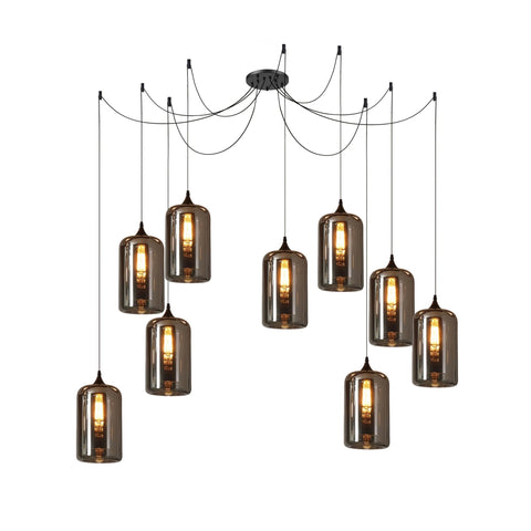 Smoked Glass Multi-Light Pendant for Dining Room and Kitchen Island