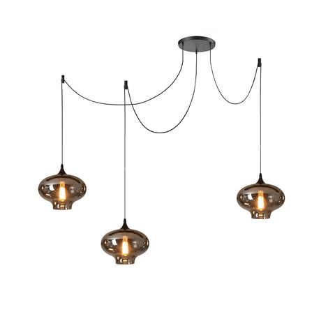 Smoked Glass Multi-Light Pendant for Dining Room and Kitchen Island