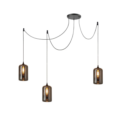 Smoked Glass Multi-Light Pendant for Dining Room and Kitchen Island