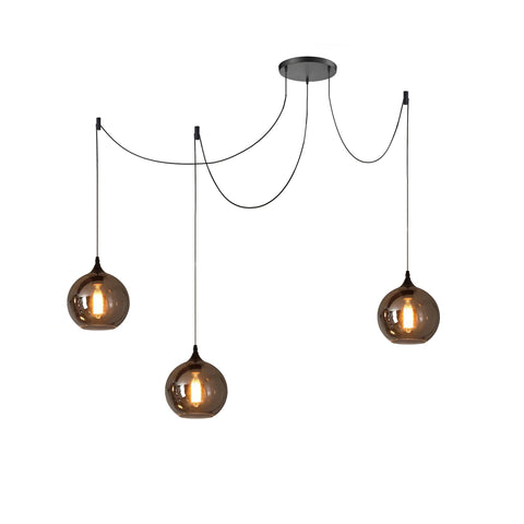 Smoked Glass Multi-Light Pendant for Dining Room and Kitchen Island