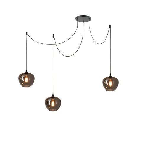 Smoked Glass Multi-Light Pendant for Dining Room and Kitchen Island