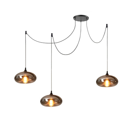 Smoked Glass Multi-Light Pendant for Dining Room and Kitchen Island