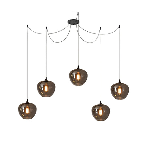 Smoked Glass Multi-Light Pendant for Dining Room and Kitchen Island