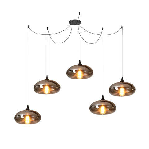Smoked Glass Multi-Light Pendant for Dining Room and Kitchen Island