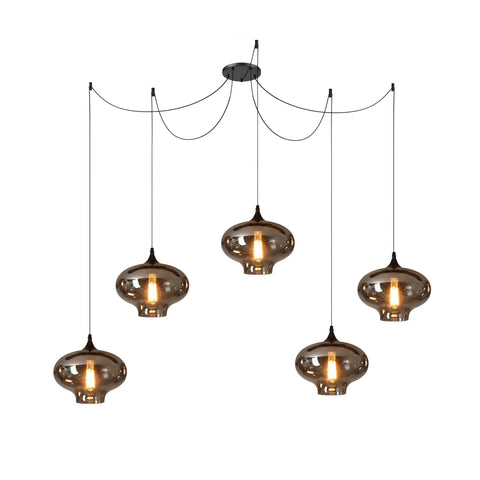 Smoked Glass Multi-Light Pendant for Dining Room and Kitchen Island
