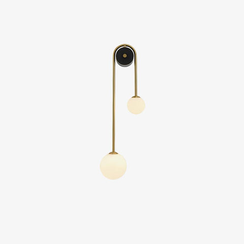 Wall Sconce with Curved Brass Arms and Asymmetric Glass Globes
