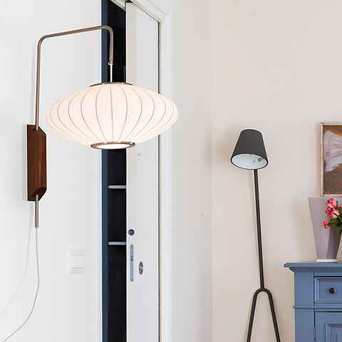 Nelson-Inspired Plug-In Wall Sconce with Sculptural Shade