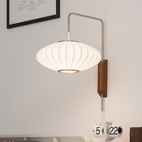Nelson-Inspired Plug-In Wall Sconce with Sculptural Shade