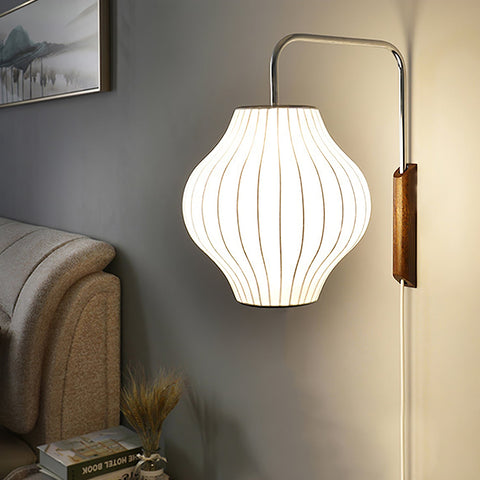 Nelson-Inspired Plug-In Wall Sconce with Sculptural Shade