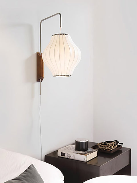 Nelson-Inspired Plug-In Wall Sconce with Sculptural Shade