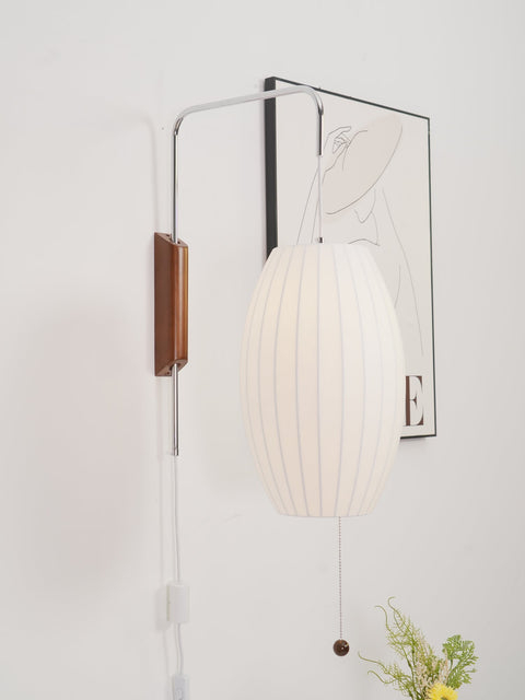 Nelson-Inspired Plug-In Wall Sconce with Sculptural Shade