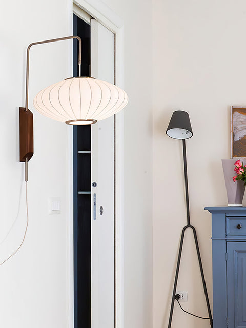 Nelson-Inspired Plug-In Wall Sconce with Sculptural Shade