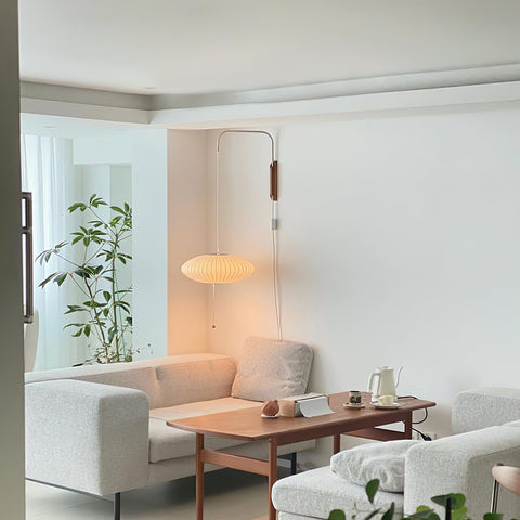 Nelson-Inspired Plug-In Wall Sconce with Sculptural Shade