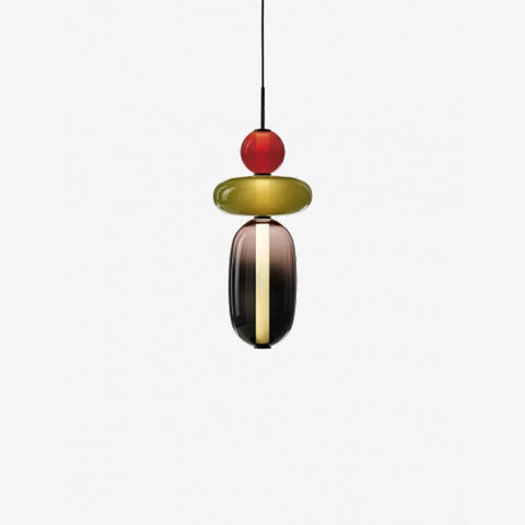 Hand-Blown Candied Glass Pendant Light with Integrated LED