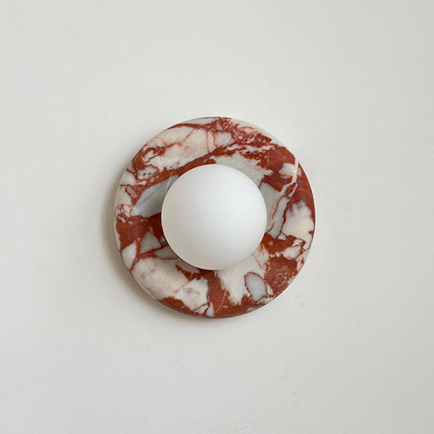 Natural Marble Globe Wall Sconce for Bedroom and Hallway Lighting