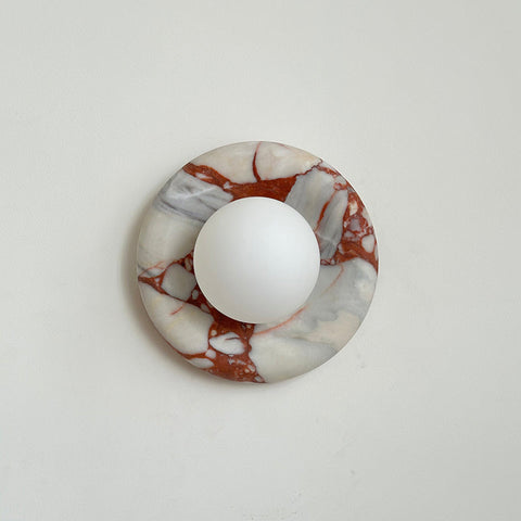 Natural Marble Globe Wall Sconce for Bedroom and Hallway Lighting