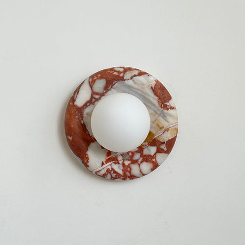 Natural Marble Globe Wall Sconce for Bedroom and Hallway Lighting