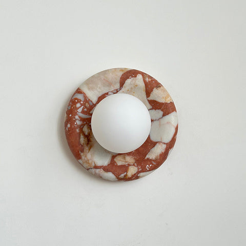 Natural Marble Globe Wall Sconce for Bedroom and Hallway Lighting