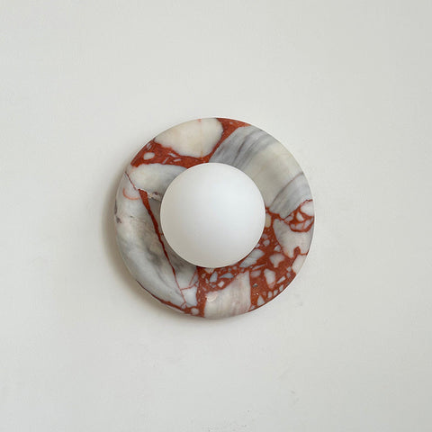 Natural Marble Globe Wall Sconce for Bedroom and Hallway Lighting