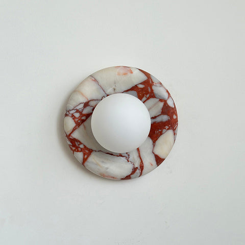 Natural Marble Globe Wall Sconce for Bedroom and Hallway Lighting