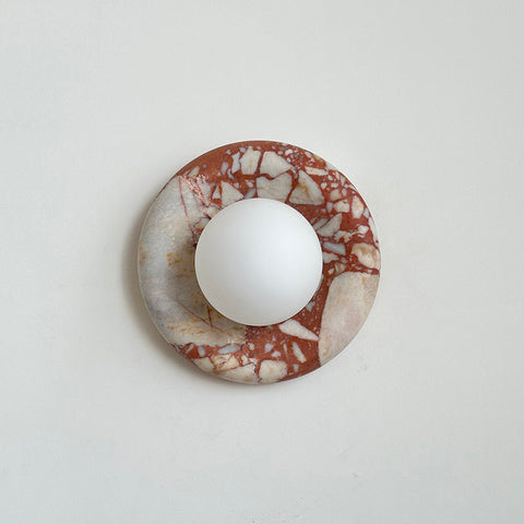 Natural Marble Globe Wall Sconce for Bedroom and Hallway Lighting